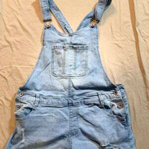 Wallflower Brand Faded Denim Overall Shorts - SIZE XL